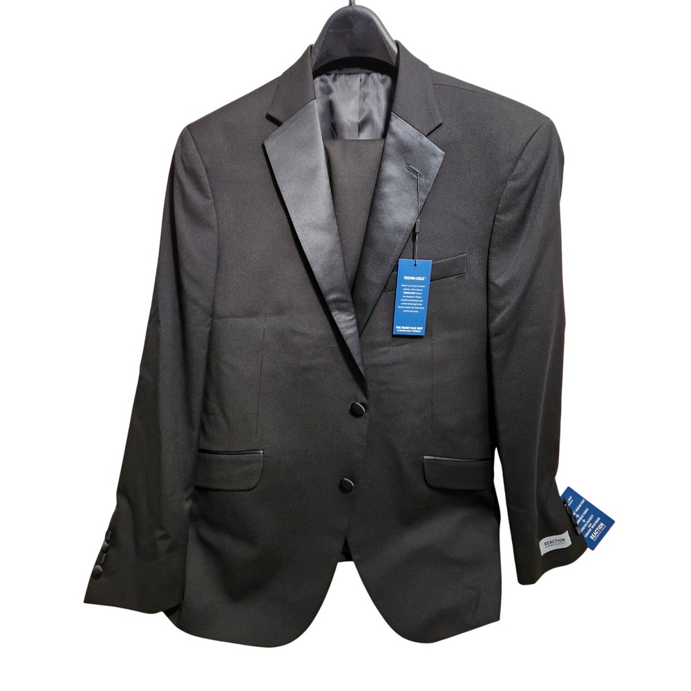 Kenneth Cole Reaction Mens Ready Flex Slim Fit 2-Piece Suit Black 40L 33W x 32L